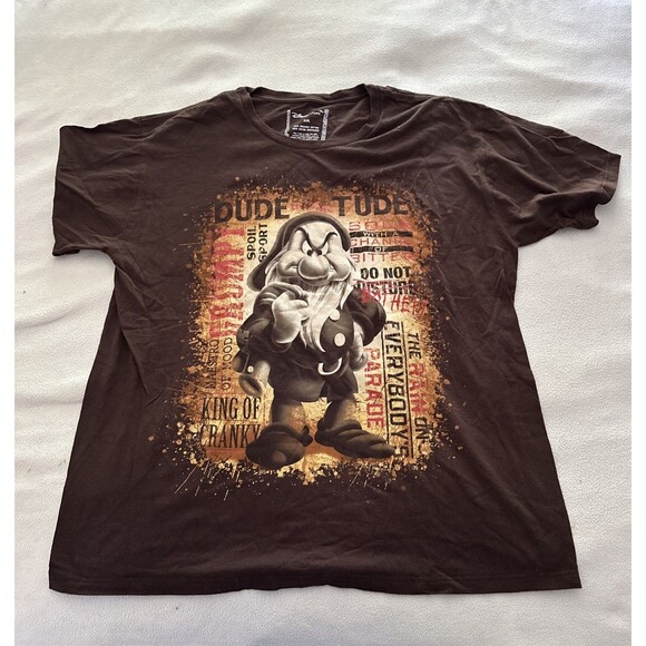 Vintage Brown And Yellow Graphic Disneyland Grumpy Dwarf T-shirt - Picture 2 of 9